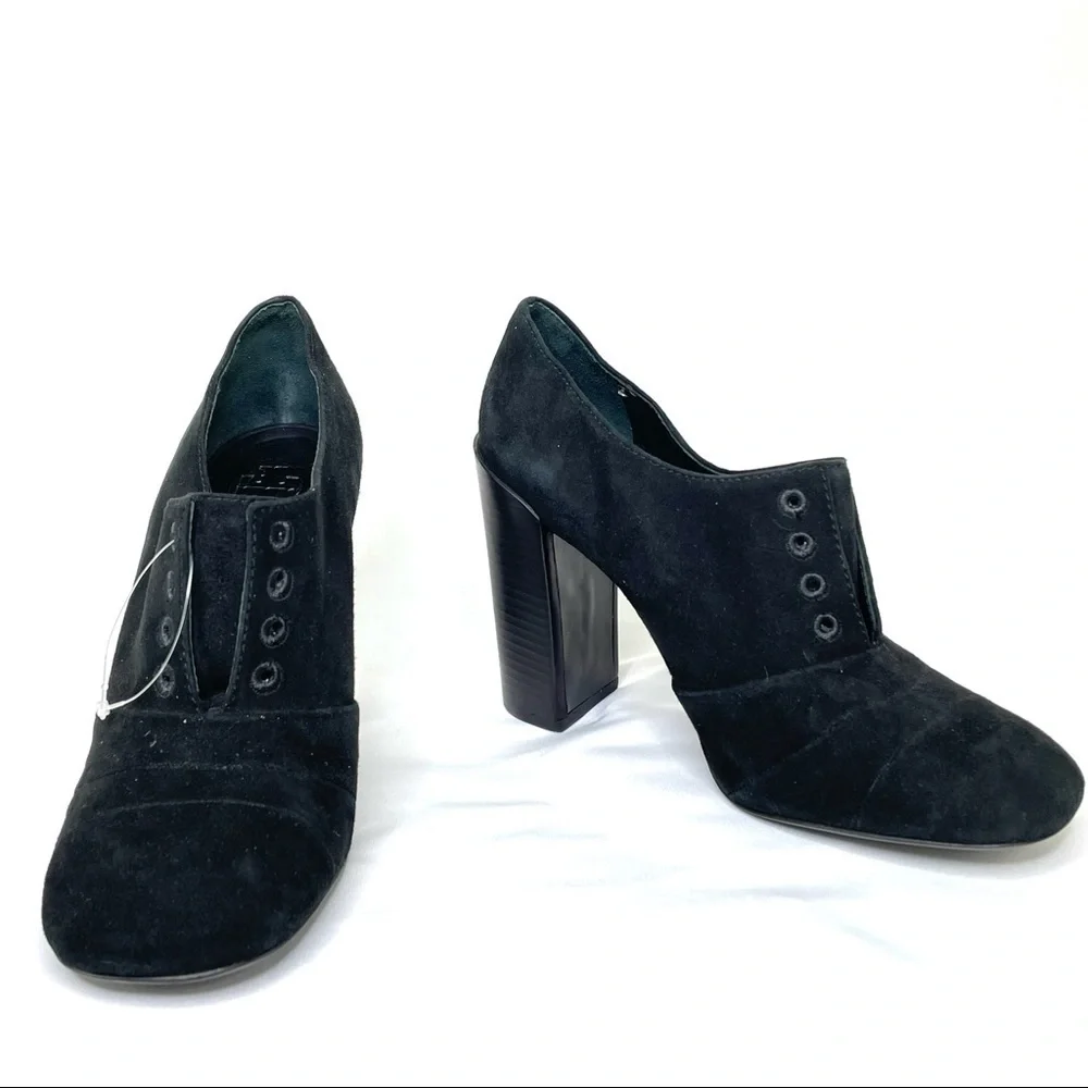 Tory Burch Charcoal Suede Block Heel Ankle Booties